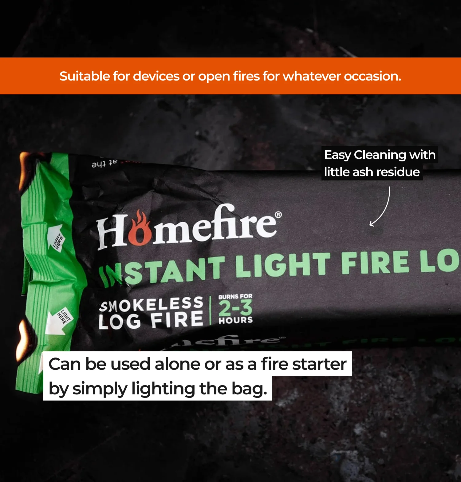 Homefire Instant Light Fire Logs x 10 - Image 3