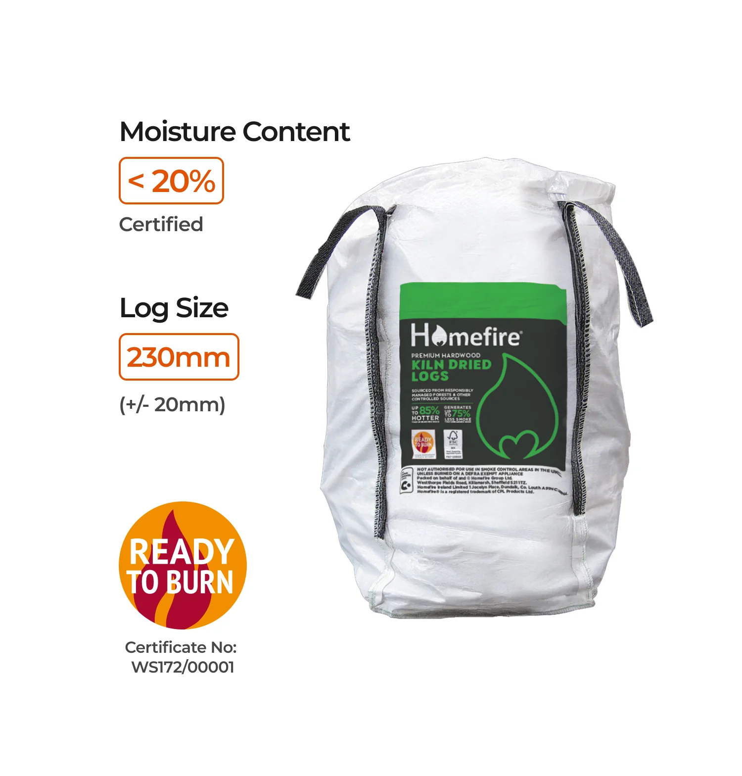 Homefire Kiln Dried Hardwood Logs - Bulk Bag (0.6m3) - Image 4